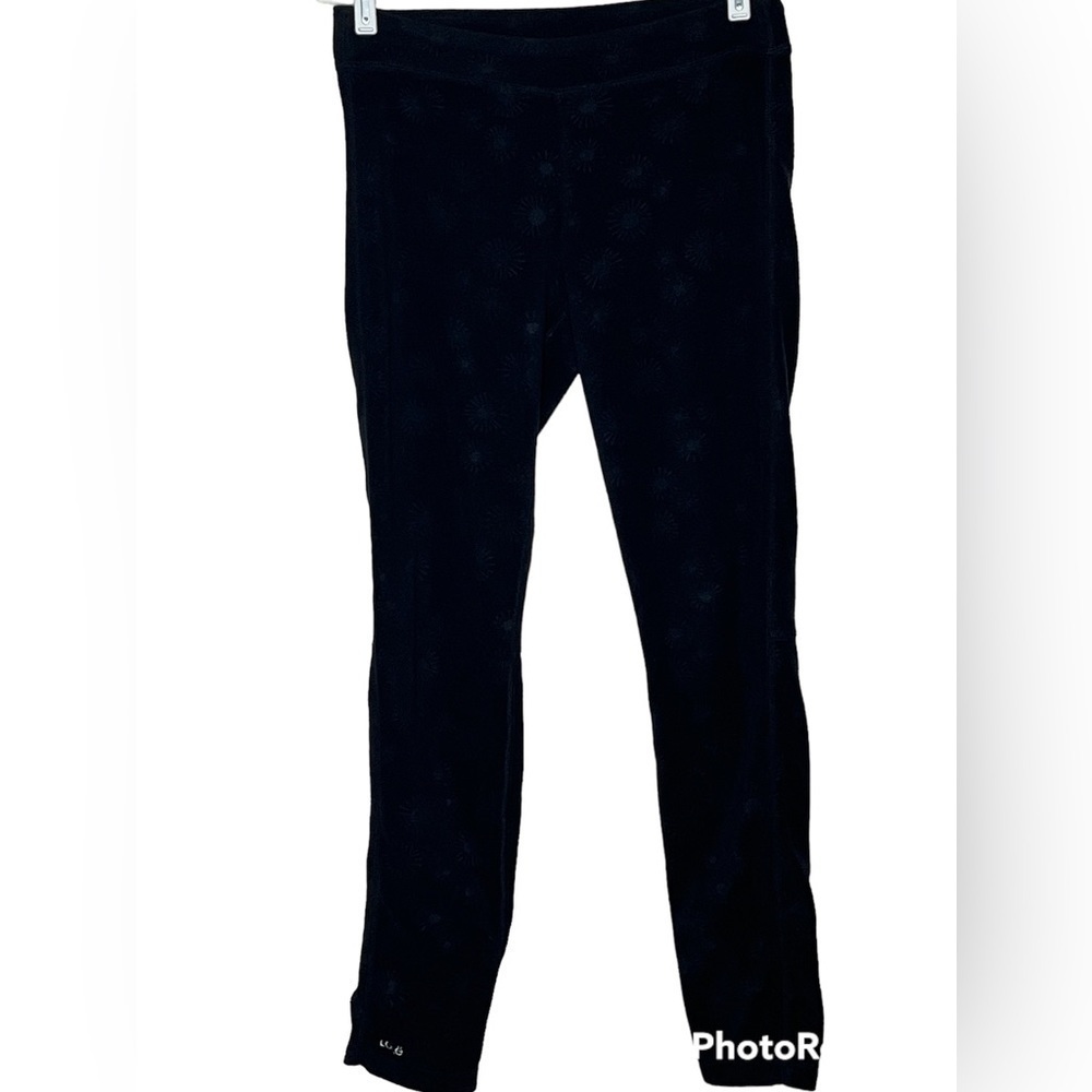 Lole Fleece Sunshine Pattern Bamboo Carbon Blend UPC 50t Black Pants Sz Small